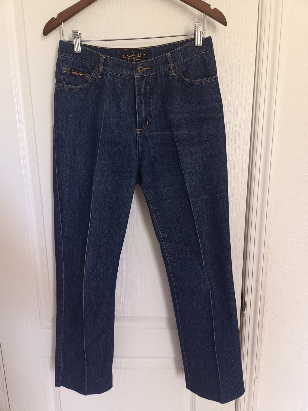 Vintage Baby Phat Gold Cat Embroidered Pintuck Straight Leg Jeans Size 7 - Y2K